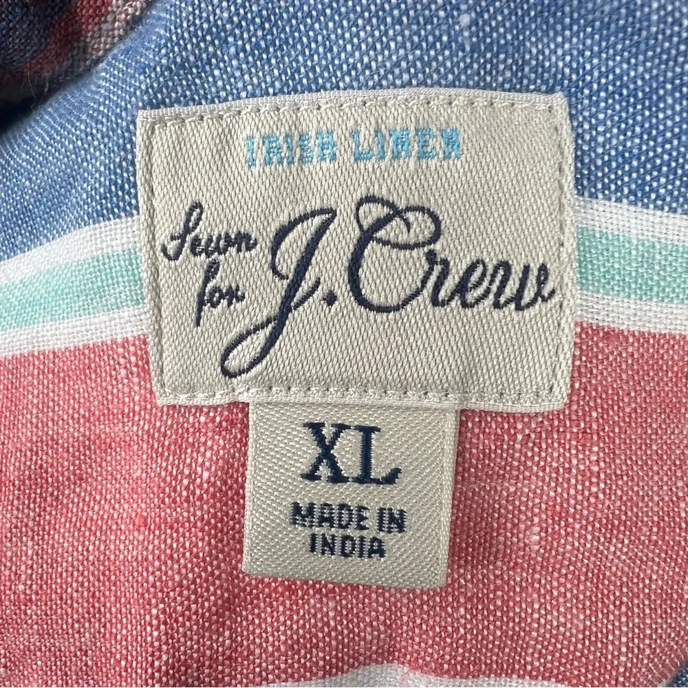 J. Crew Baird McNutt Italian Linen Plaid Button Front Shirt Men’s XL Preppy Camp